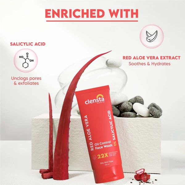 Clensta Red Aloe Vera Oil Control Face Wash, 100 ML