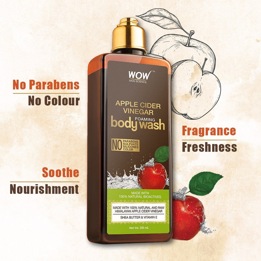 WOW SKIN SCIENCE APPLE CIDER VINEGER BODY WASH, 250ML