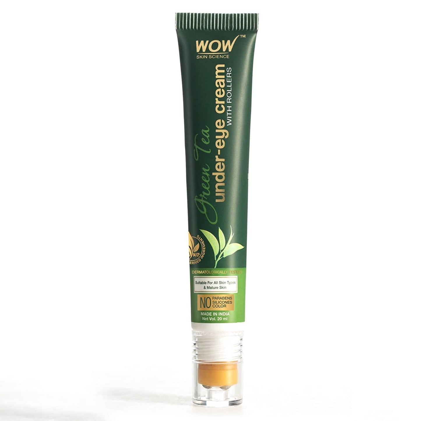 WOW SKIN SCIENCE GREEN TEA UNDER EYE ROLL ON CREAM, 20ML