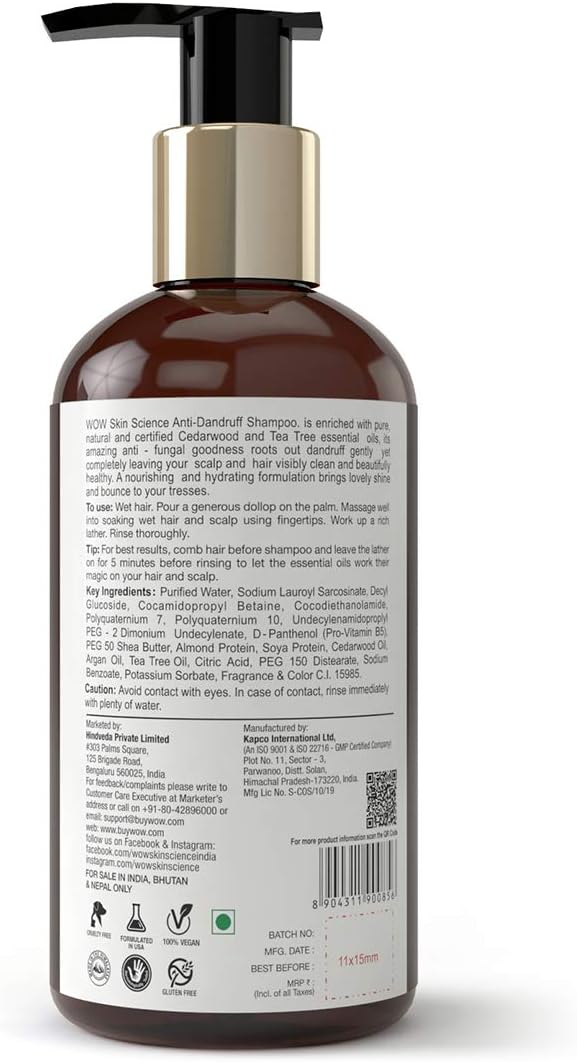 WOW SKIN SCIENCE ANTI DANDRUFF SHAMPOO, 300ML