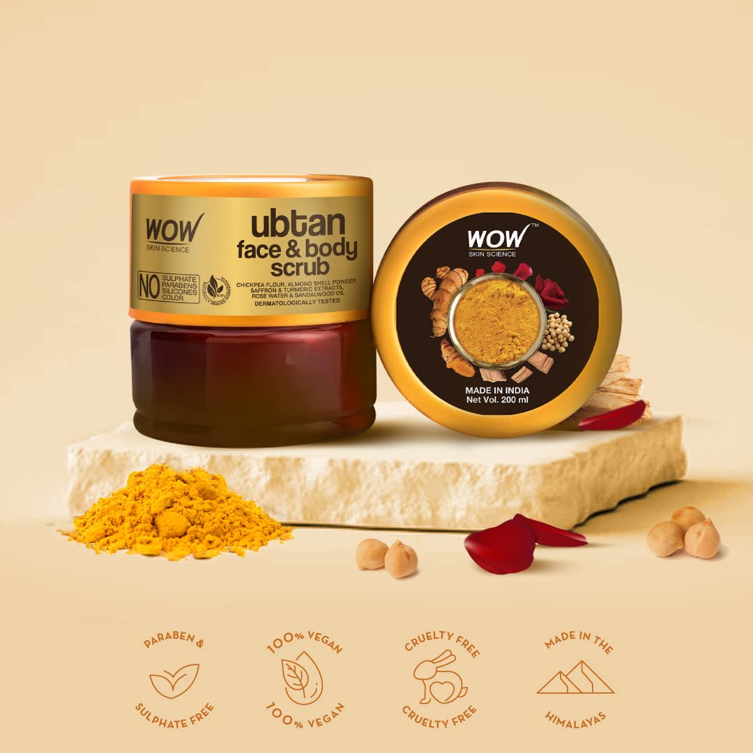 WOW SKIN SCIENCE UBTAN FACE & BODY SCRUB, 200ML