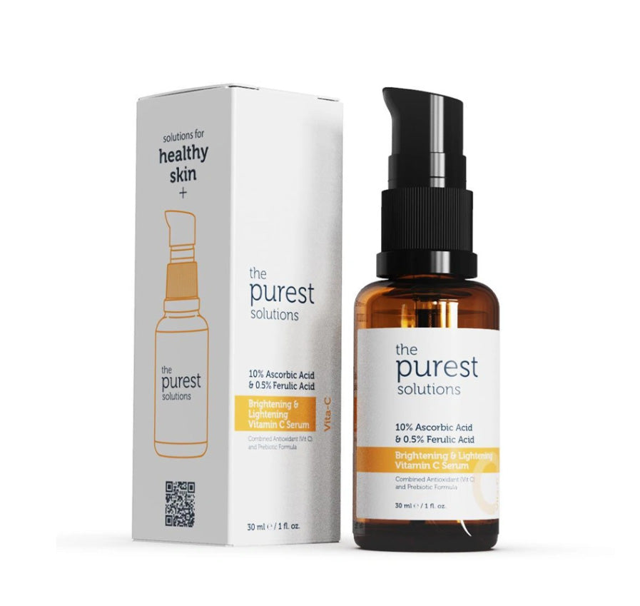 The Purest Solutions Brightening & Lightening Vitamin C Serum 10% Ascorbic acid & Ferulic Acid. 30ML