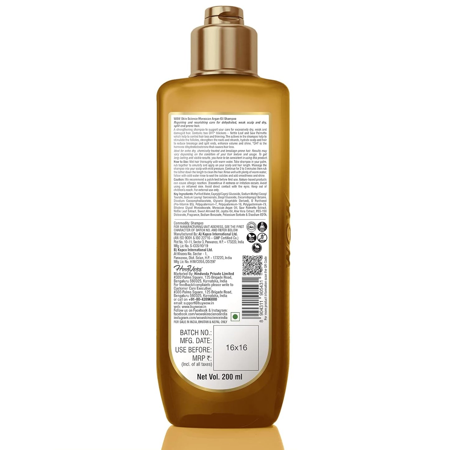 WOW SKIN SCIENCE ARGAN SHAMPOO, 100ML