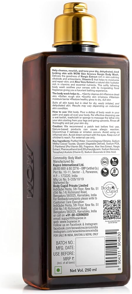 WOW SKIN SCIENCE NARGIS BODY WASH, 250ML
