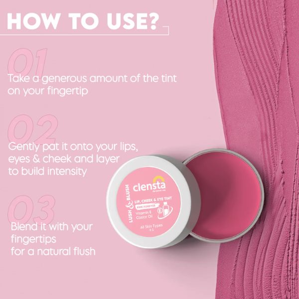 Clensta Lush & Blush Lip, Cheek & Eye Tint 03 Pink Forever, 5 GM