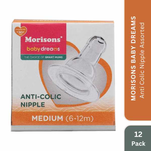 Morisons Baby Dreams Anti Colic Nipple Assorted (Pack of 12)
