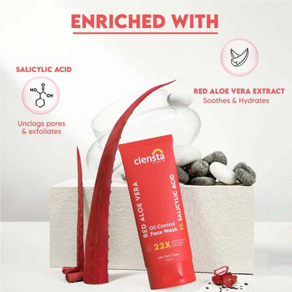 Clensta Red Aloe Vera Oil Control Face Wash, 100 ML