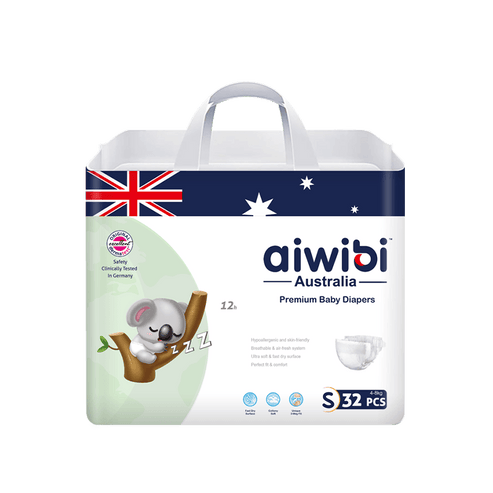 Aiwibi Australian Disposable Breathable Baby Diapers Tapestyle Premium, Small 32 Count
