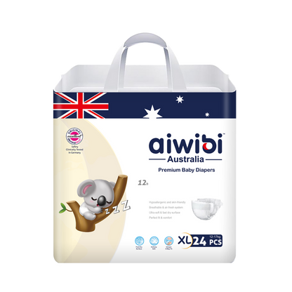 Aiwibi Australian Disposable Breathable Baby Diapers Tapestyle Premium, Extra Large 24 Count