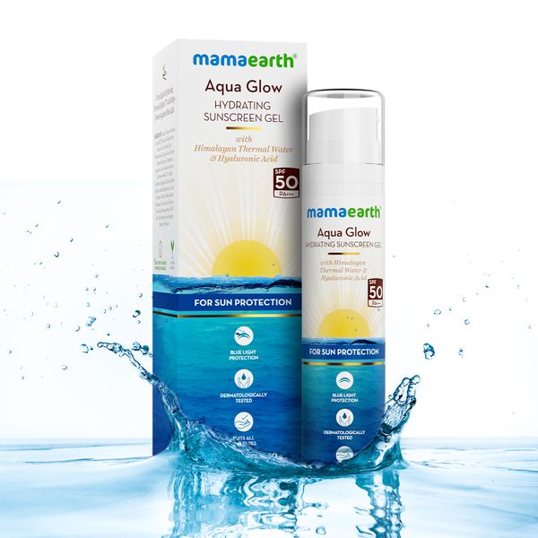 Mamaearth Aqua Glow Hydrating Sunscreen Gel with Himalayan Thermal Water and Hyaluronic Acid, 50 GM