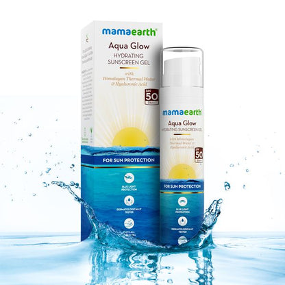 Mamaearth Aqua Glow Hydrating Sunscreen Gel with Himalayan Thermal Water and Hyaluronic Acid, 50 GM