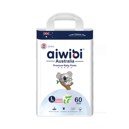 Aiwibi Australia Premium Baby Pants Diaper - Large (L), 60 Count