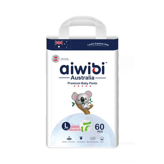 Aiwibi Australia Premium Baby Pants Diaper - Large (L), 60 Count