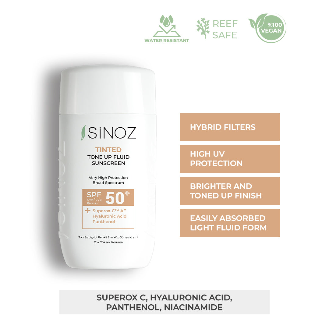 Sinoz Tinted Tone Up Fluid Sunscreen SPF 50+, 50ML