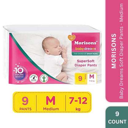 Morisons Baby Dreams Soft Diaper Pants - Medium, (9 Pieces)
