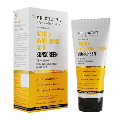 Dr. Sheth's Haldi & Hyaluronic Acid Sunscreen, 50 GM