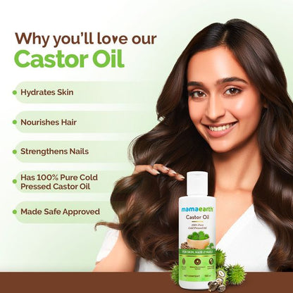 Mamaearth Castor Oil for Healthier Skin, Hair and Nails with 100% Pure and Natural Cold-Pressed Oil, 150 ML