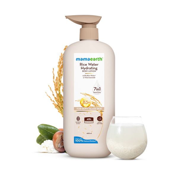 Mamaearth Rice Water Hydrating Body Lotion with Rice Water & Niacinamide, 400 ML