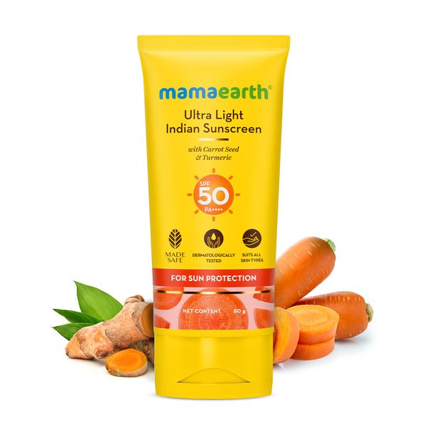 Mamaearth Ultra Light Indian Sunscreen SPF50 PA+++, 80 ML
