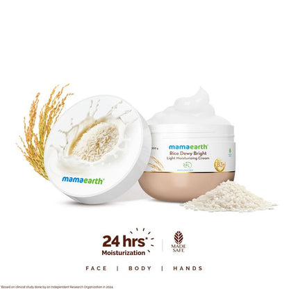 Mamaearth Rice Dewy Bright Light Moisturizing Cream, 200 GM
