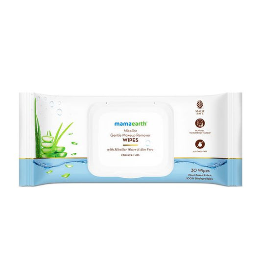 Mamaearth Micellar Gentle Makeup Remover Wipes, 30 Count