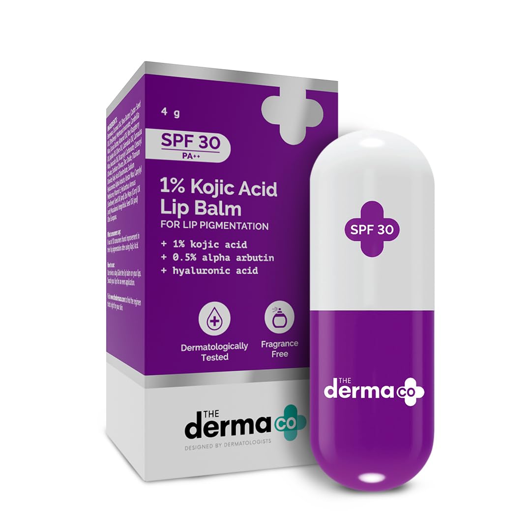 The Derma Co 1% Kojic Acid Lip Balm With Alpha Arbutin & Hyaluronic Acid, Spf 30 Pa++, 4 GM