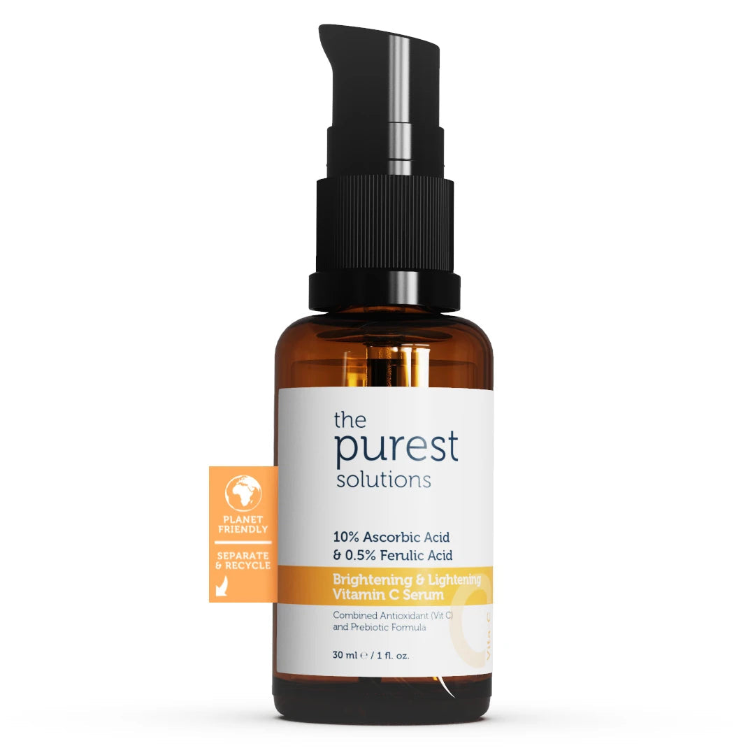 The Purest Solutions Brightening & Lightening Vitamin C Serum 10% Ascorbic acid & Ferulic Acid. 30ML