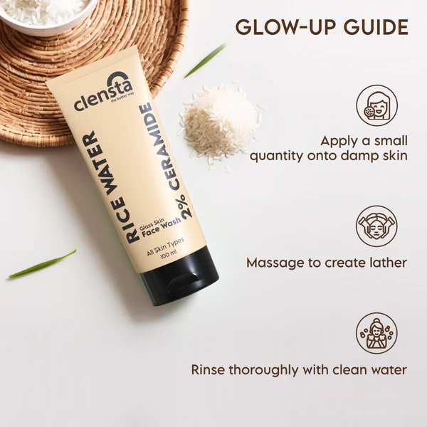 Clensta Rice Water Glass Skin Face Wash, 100 ML