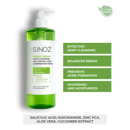 Sinoz Perfect Sebum Face Cleansing Gel For Oily & Combination Skin, 400ML