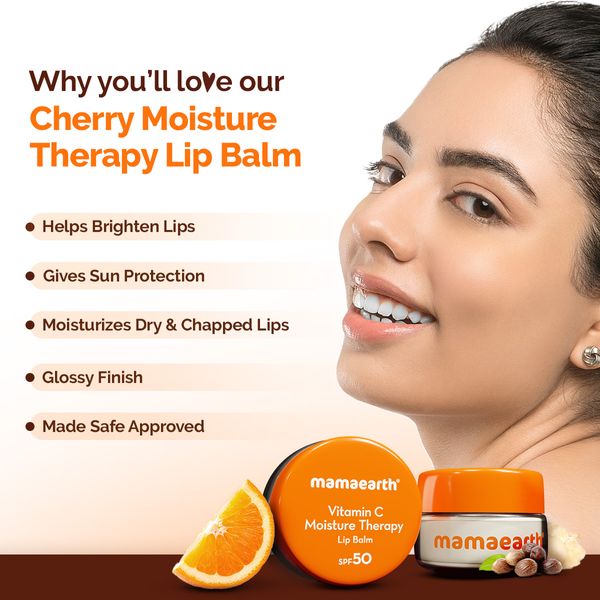 Mamaearth Vitamin C Moisture Therapy Lip Balm SPF 50, 15 GM