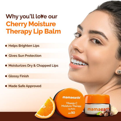 Mamaearth Vitamin C Moisture Therapy Lip Balm SPF 50, 15 GM