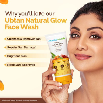 Mamaearth Ubtan Natural Face Wash for Tan Removal, 100 ML