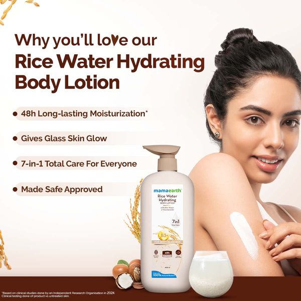 Mamaearth Rice Water Hydrating Body Lotion with Rice Water & Niacinamide, 400 ML