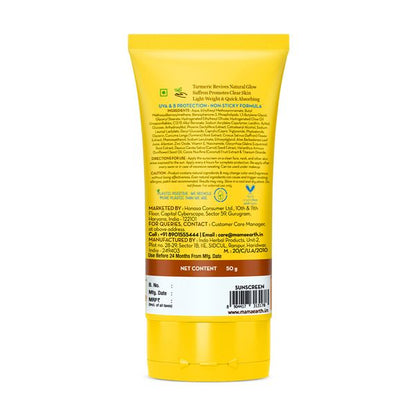 Mamaearth Ubtan Detan Sunscreen With Turmeric & Saffron SPF 50, 50 GM
