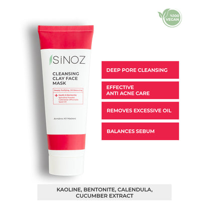 Sinoz Cleansing Clay Face Mask, 50ML