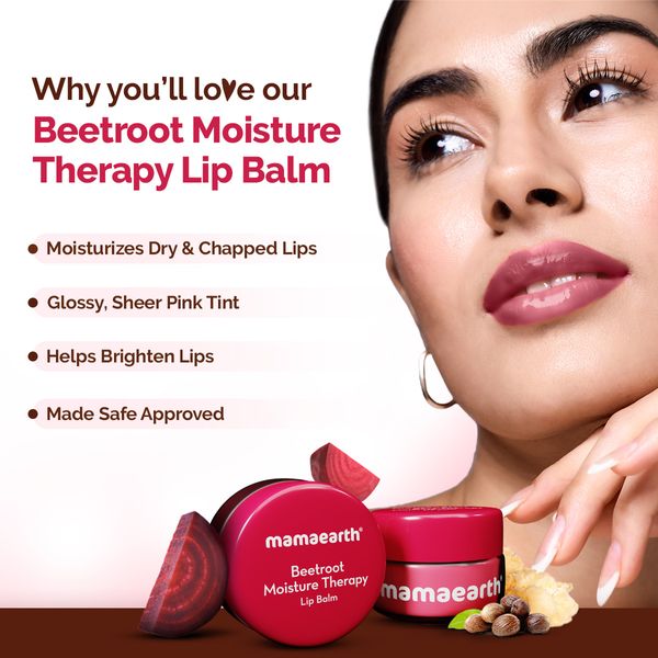 Mamaearth Beetroot Moist Therapy Lip Balm, 15 GM