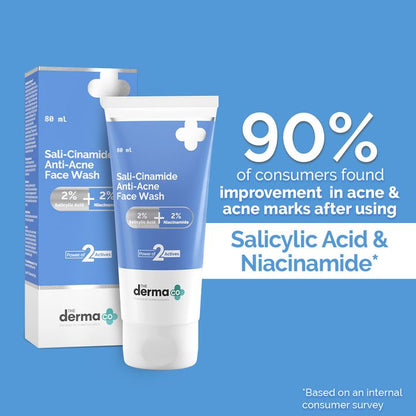 The Derma Co Sali-Cinamide Anti-Acne Face Wash with 2% Salicylic Acid & 2% Niacinamide, 80m ML