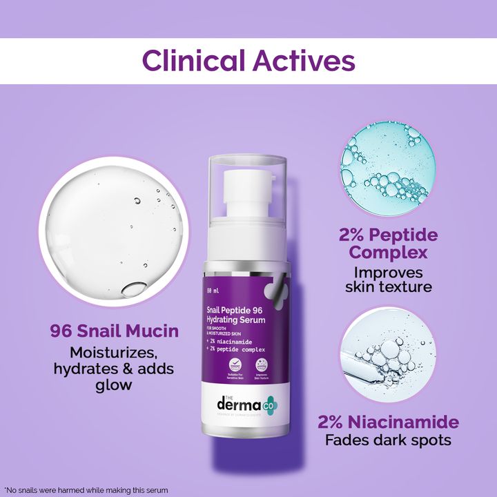The Derma Co. Snail Peptide 96 Hydrating Serum with Snail Mucin & Peptide Complex, 80 ML