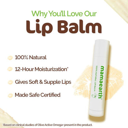 Mamaearth Nourishing Lip Balm 100% Natural With Vitamin E And Shea Butter, 4 GM