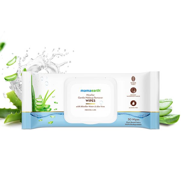 Mamaearth Micellar Gentle Makeup Remover Wipes, 30 Count