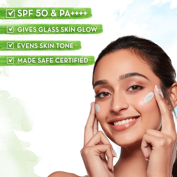 Mamaearth Rice Water Dewy Sunscreen with Rice Water & Niacinamide, 50 GM