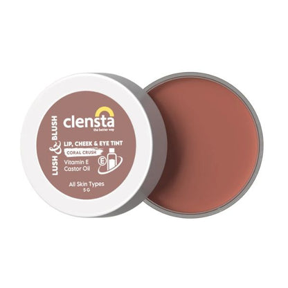 Clensta Lush & Blush Lip, Cheek & Eye Tint 06 Coral Crush, 5 GM