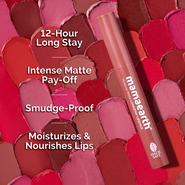 Mamaearth Moisture Matte Long Stay Lipstick, 3 ML