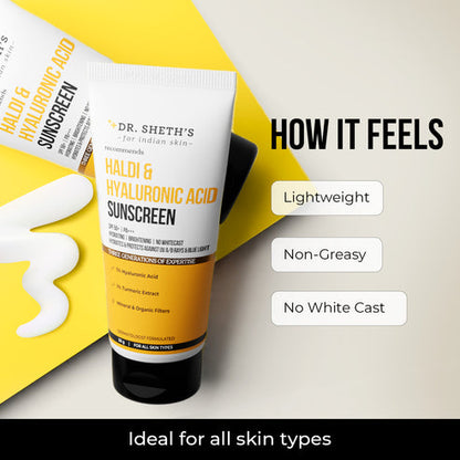 Dr. Sheth's Haldi & Hyaluronic Acid Sunscreen, 50 GM
