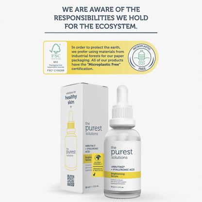 The Purest Solutions Arbutin 2% + Hyaluronic Acid Brightening Serum, 30ml