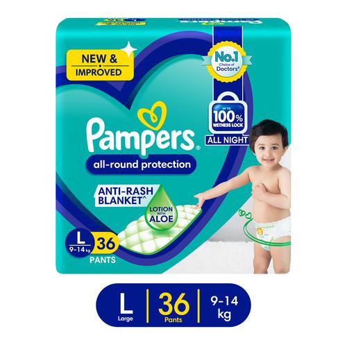 Pampers All round Protection Diapers Pants, Large (36 Count)