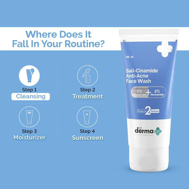 The Derma Co Sali-Cinamide Anti-Acne Face Wash with 2% Salicylic Acid & 2% Niacinamide, 80m ML