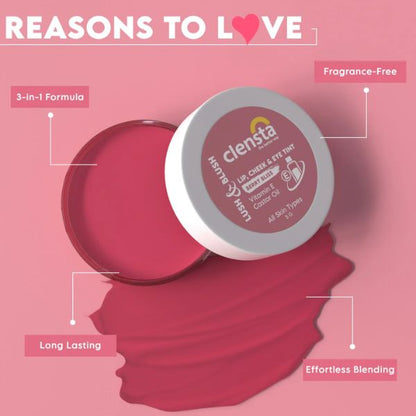 Clensta Lush & Blush Lip, Cheek & Eye Tint 01 Berry Bliss, 5 GM