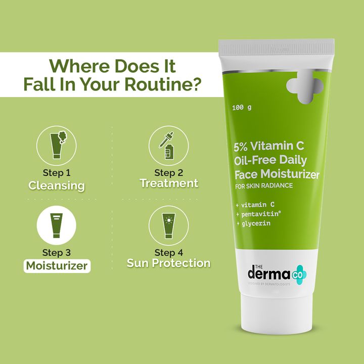 The Derma Co. 5% Vitamin C Oil-Free Daily Face Moisturizer for Skin Radiance, 100 GM