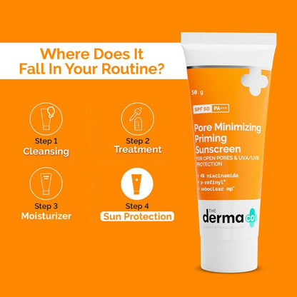 The Derma Co. Pore Minimizing Priming Sunscreen SPF 50 PA+++, 50 GM